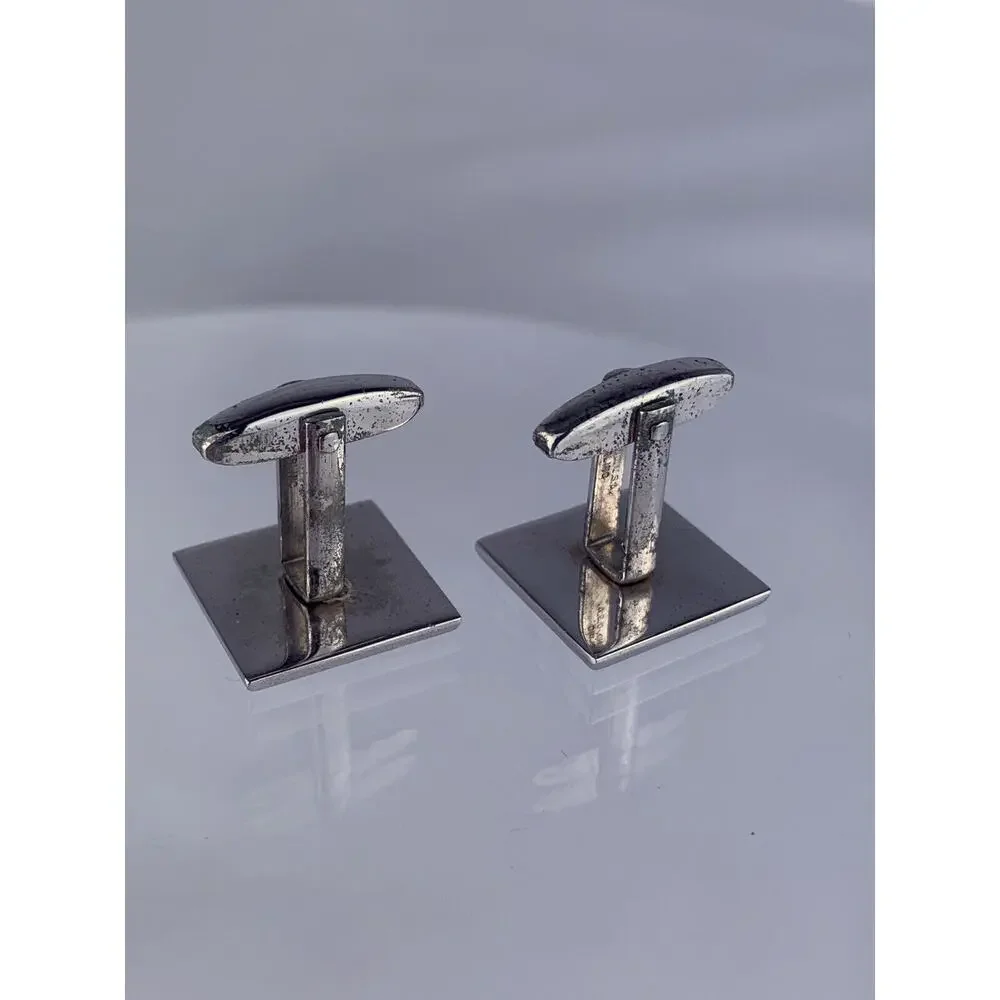 Simple Etched Scroll Sterling Silver Cufflinks Foster Formal Square Vintage